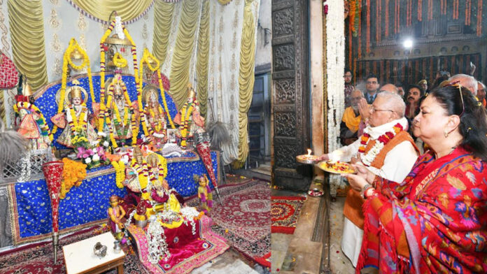 aaGovernor Kalraj Mishra performed Aarti at Shri Ramchandra Temple located in Chandpol. Governor Kalraj Mishra performed Aarti at Shri Ramchandra Temple located in Chandpol.