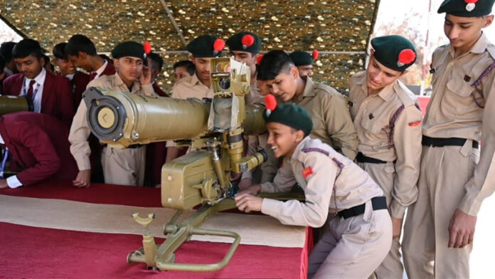 Exhibition of military equipment at Sapt Shakti Command investiture ceremony