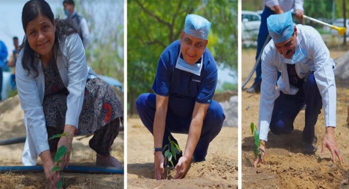 Message of environmental protection given by planting trees