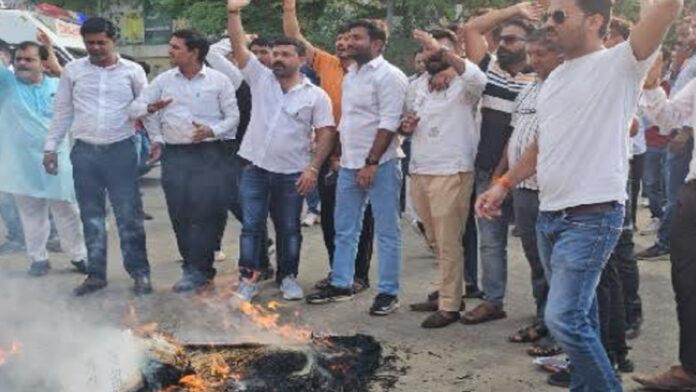 Congress MLA Amin Kagzi's effigy burnt in protest against his remarks on Deputy Chief Minister Diya Kumari