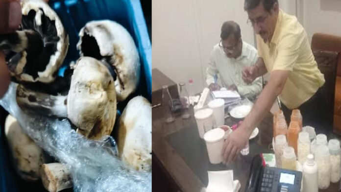 Food Safety Department team found moldy mutton and other expired food items at Hotel Grand Uniara