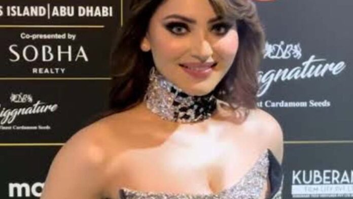 Urvashi Rautela stole the limelight in a diamond-studded gown by designer Dina Melwani