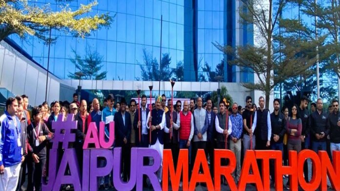 Torch ceremony of AU Jaipur Marathon was organized at World Trade Park