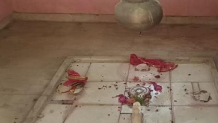 anti-social elements vandalised idols in Shiva temple