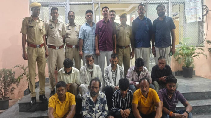 Ten people were caught gambling and betting