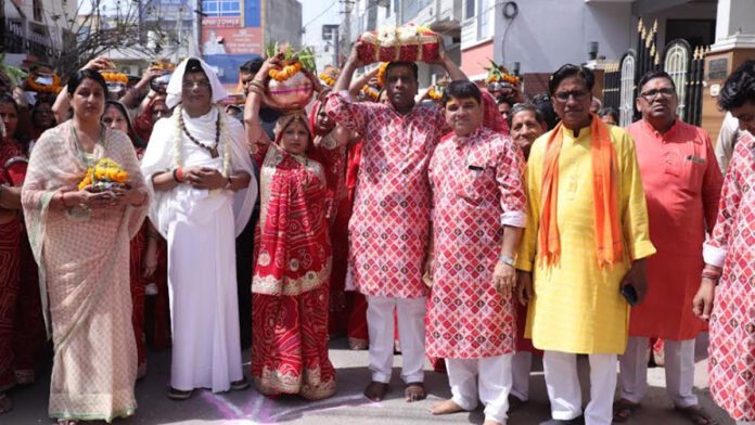 Shrimad Bhagwat Katha started with Kalash Yatra in Jhotwara