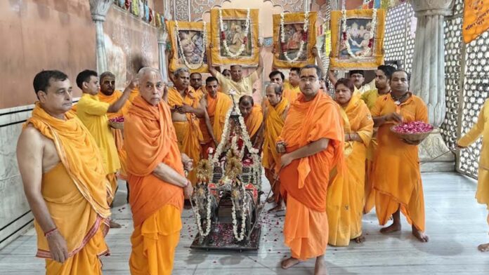 Rath Yatra Festival: Gaur Govind Shri seated on a silver chariot in Govind Devji Temple