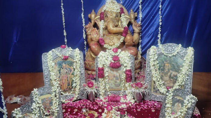 Lord Ram's divine floral decoration tableau