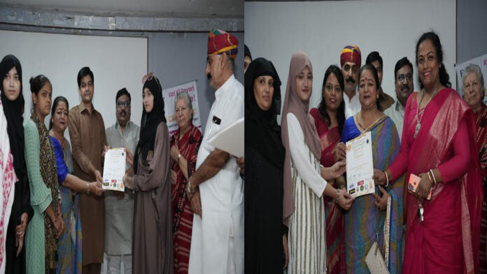 Toppers who performed well in various subjects were felicitated along with their family and teachers