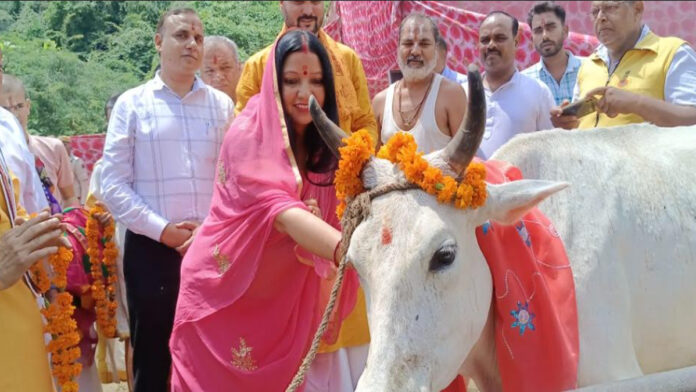 The mayor performed Bhoomi Pujan for the construction of a cowshed at Galta Tirth