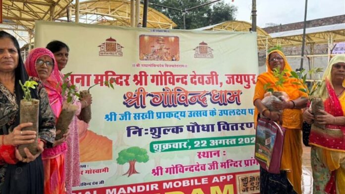 Free distribution of 1500 Tulsi plants in Govind Dev Ji temple