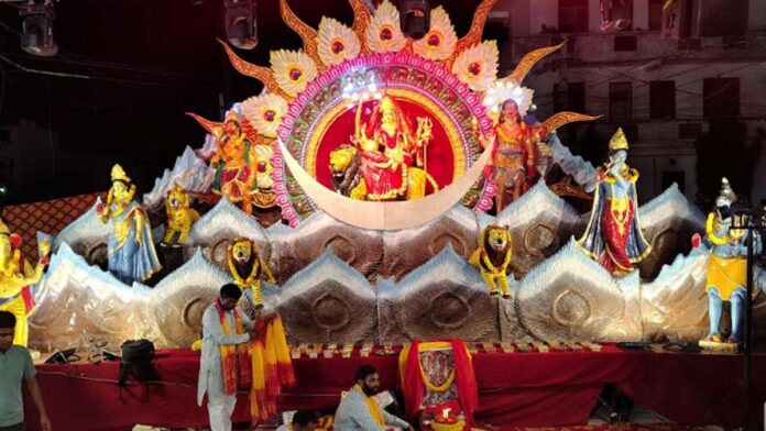Devotees danced late into the night at the vigil of Mother Bhagwati