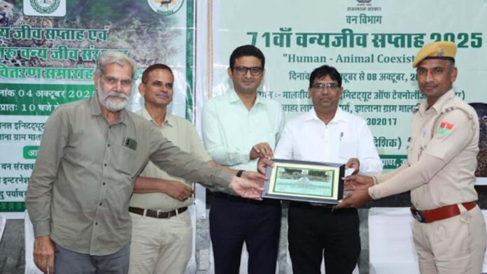 Krishna Kumar Meena of Jhalana was honored on the occasion of 71st Wildlife Week.