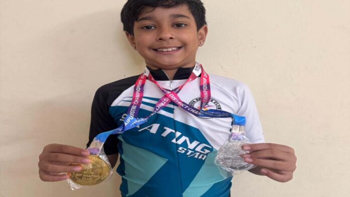Aahan Solanki was the winner in the district level skating tournament
