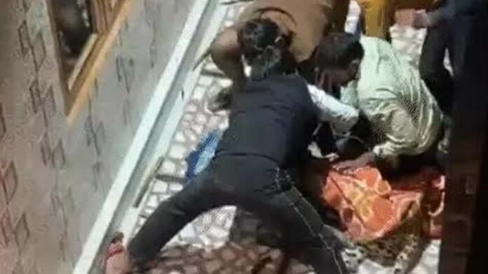 Leopard came to the residential area in search of food