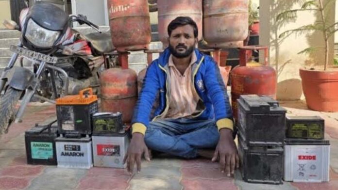 Man arrested for stealing gas cylinders.