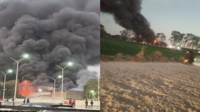 A massive fire broke out at a JCB workshop in Bhankrota.