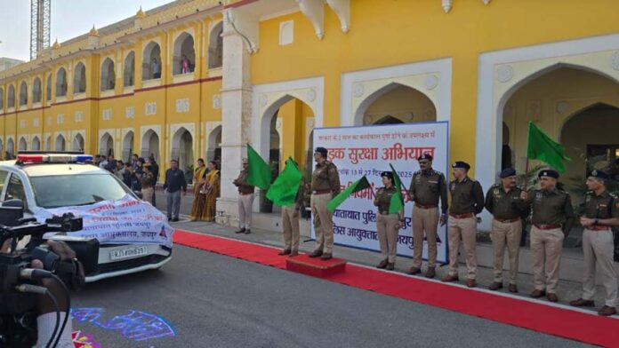 Road safety campaign: The police commissioner flagged off the vehicle awareness rally. Road safety campaign: The police commissioner flagged off the vehicle awareness rally.