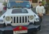 फर्जी एमएल स्टीकर लगी थार जब्त A Thar vehicle with a fake ML sticker has been seized.