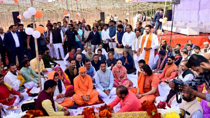 Groundbreaking ceremony for the divine Shri Ram Katha and 1008-kundiya Shri Hanuman Mahayagya.