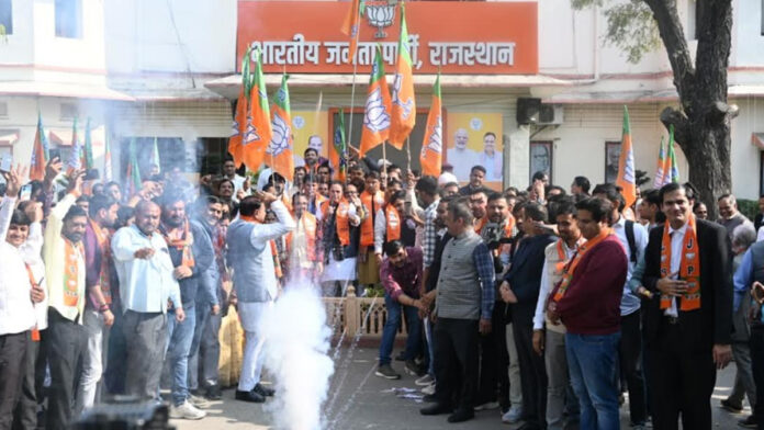 A grand celebration and fireworks display took place at the state BJP office following the unopposed election of Nitin Naveen as the national president of the BJP.