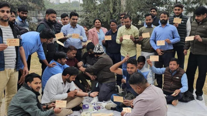 Employees across the state wrote fifty thousand postcards in blood.