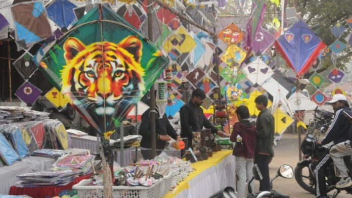 Jaipur adorned with colorful kites.
