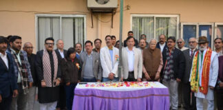 77वें गणतंत्र दिवस पर प्रेस क्लब में झण्डारोहण Flag hoisting ceremony at the Press Club on the 77th Republic Day.