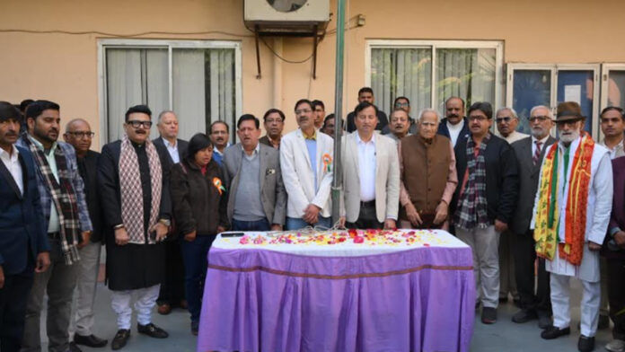 Flag hoisting ceremony at the Press Club on the 77th Republic Day. Flag hoisting ceremony at the Press Club on the 77th Republic Day.