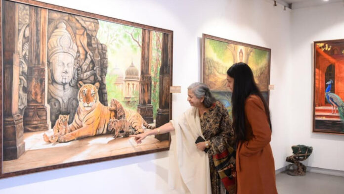 Senior artist Jagdish Chandra's solo art exhibition, Chitrang, showcases a spectrum of experiences. Senior artist Jagdish Chandra's solo art exhibition, Chitrang, showcases a spectrum of experiences.