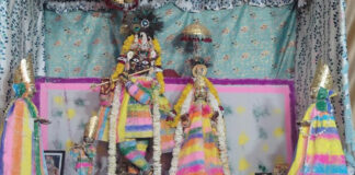 आनंद कृष्ण बिहारी मंदिर में फागोत्सव, गुलाल व फूलों से खेली होली Fagotsav at Anand Krishna Bihari Temple