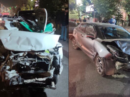 ग्रेनाइट मार्बल से भरी पिकअप हुई अनियंत्रित, 9 गाड़िया आपस में टकराईं Pickup loaded with granite marble went out of control