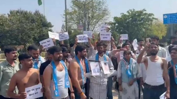 NSUI's semi-nude protest demanding resumption of student union elections
