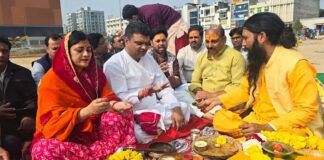 श्री शिव पुराण कथा महोत्सव 20 मार्च से :विधि विधान से यज्ञशाला का भूमि पूजन Shri Shiv Puran Katha Mahotsav from March 20