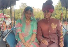 बालिकाओं ने बींद-बीनणी का स्वरूप धारण कर बिंदौरी निकाली