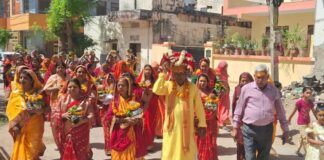 कलश यात्रा के साथ मुरलीपुरा में श्रीमद् भागवत कथा का शुभारंभ Shri Shrimad Bhagavat Katha Commences in Murlipura with a Kalash Yatra