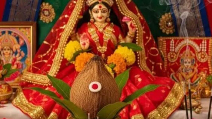 The nine-day ritual begins in households everywhere with the *Ghat Sthapana* ceremony.