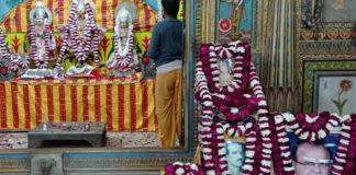 श्री प्रेमभाया मंडल समिति व विरेंद्र शर्मा चैरिटेबल मेमोरियल ट्रस्ट के तत्वावधान में भक्तों ने खेली फूलों की होली Devotees played Holi with flowers