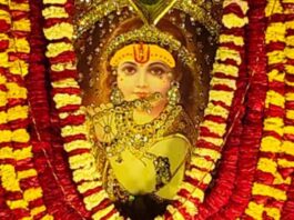 श्री श्याम भजनोत्सव में सजी फूल बंगला श्रृंगार झांकी Shringar Jhanki of flower bungalow decorated in Shri Shyam Bhajan Utsav