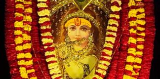 श्री श्याम भजनोत्सव में सजी फूल बंगला श्रृंगार झांकी Shringar Jhanki of flower bungalow decorated in Shri Shyam Bhajan Utsav