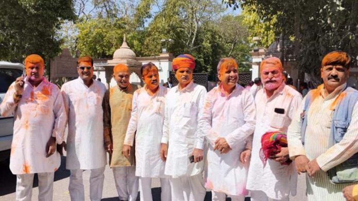 Sarpanches celebrated Holi at the residence of Chief Minister Bhajan Lal Sharma.