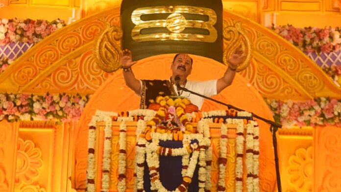 A crowd of devotees remained in the marquee even on the final day of the seven-day Shiv Mahapuran Katha. A crowd of devotees remained in the marquee even on the final day of the seven-day Shiv Mahapuran Katha.