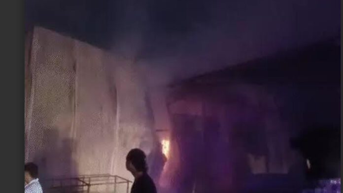 Massive Fire Breaks Out at Plywood Warehouse