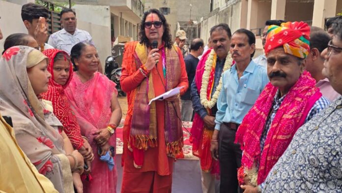 MLA Swami Balmukund Acharya laid the foundation stone for a road worth ₹22.43 lakh. MLA Swami Balmukund Acharya laid the foundation stone for a road worth ₹22.43 lakh.