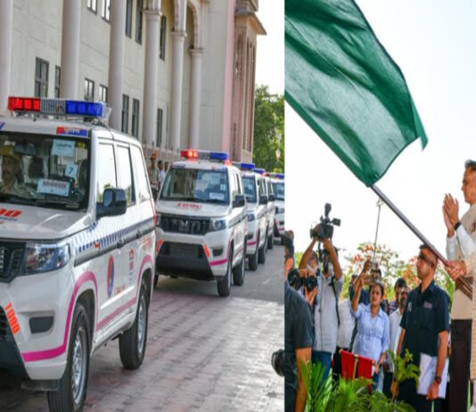 मुख्यमंत्री भजनलाल शर्मा ने पुलिस मुख्यालय से 42 महिला पीसीआर वैन को दिखाई हरी झण्डी