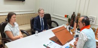 भाजपा प्रदेश अध्यक्ष मदन राठौड़ से डेनमार्क के राजदूत ने की शिष्टाचार भेंट The Ambassador of Denmark paid a courtesy visit to BJP State President Madan Rathore.