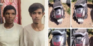 शातिर स्कूटी चोर गैंग का पर्दाफाश: चार चोरी की स्कूटी सहित दो बदमाश गिरफ्तार Cunning Scooty-Theft Gang Busted