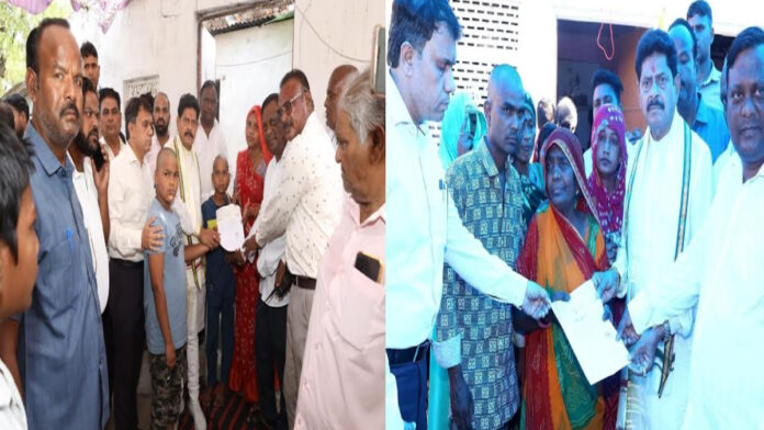 Financial assistance handed over to the families of sanitation workers who died in a sewer accident.