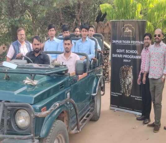 जयपुर टाइगर फेस्टिवल की एक नई पहल: सरकारी विद्यालयों के बच्चों को कराया झालाना लेपर्ड सफारी का निशुल्क भ्रमण Children from government schools were taken on a free tour of the Jhalana Leopard Safari.