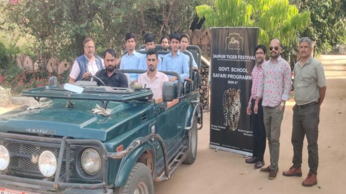 Children from government schools were taken on a free tour of the Jhalana Leopard Safari.